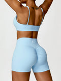 Super Soft Seamless Scrunch Shorts - Sky Blue